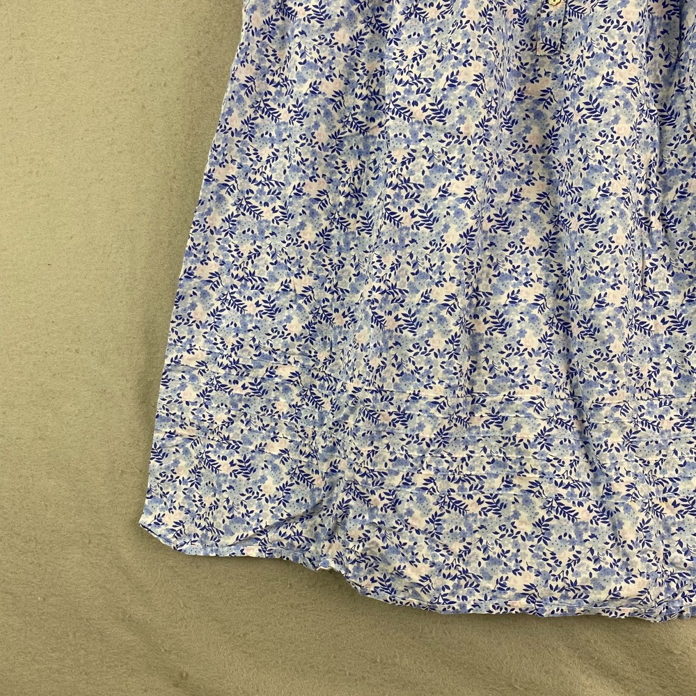Eileen West Cotton Lawn Chemise Nightgown XS flower buttons lace cottage blue - Picture 8 of 16